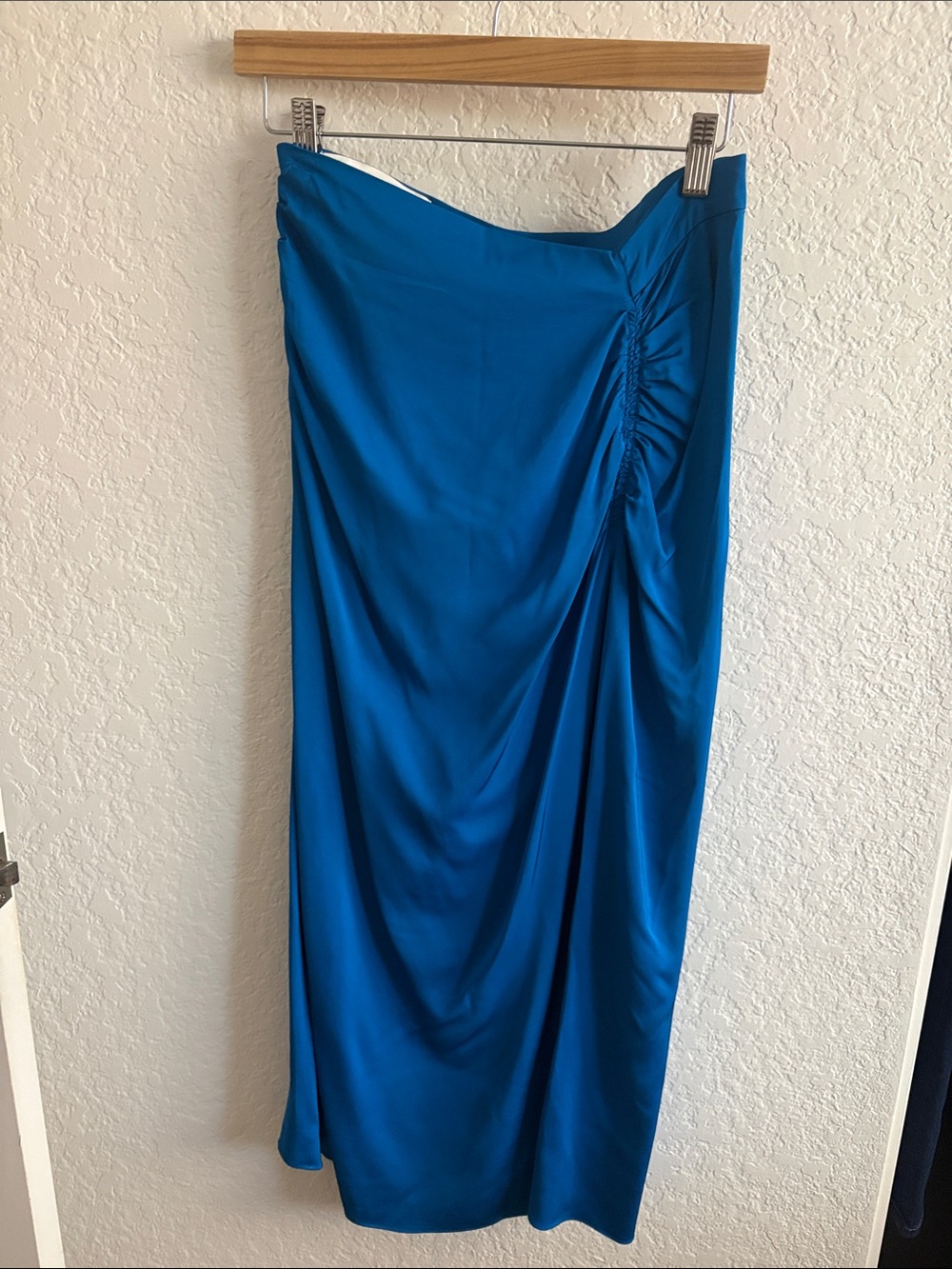 Zara Royal Blue Ruched Midi Skirt